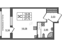 Студия № 643 Корп.: 11 , Секция 4  в ЖК Город Звезд