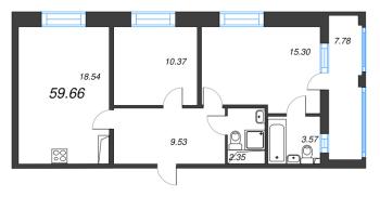3 ккв (Евро) № 320 Корп.: 8 Уч. 13 , Секция 2  в ЖК Город Звезд