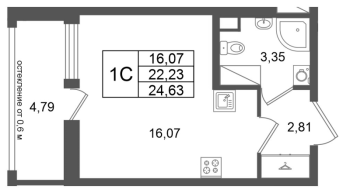 Студия № 272 Корп.: 14.2 , Секция 1  в ЖК Город Звезд