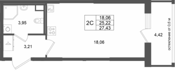 Студия № 119 Корп.: 13 , Секция 2  в ЖК Город Звезд
