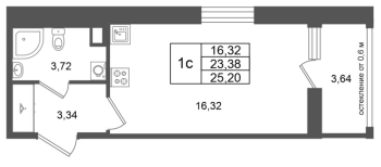 Студия № 152 Корп.: 14.1 , Секция 1  в ЖК Город Звезд