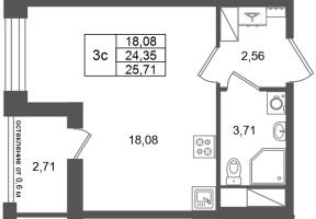 Студия № 258 Корп.: 16.1 , Секция 1  в ЖК Город Звезд