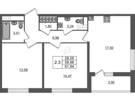 3 ккв (Евро) № 145 Корп.: 5.1 Уч. 23 , Секция 2  в ЖК Город Звезд