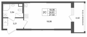 Студия № 130 Корп.: 13 , Секция 2  в ЖК Город Звезд