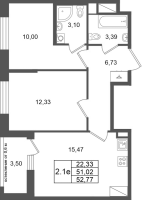 3 ккв (Евро) № 310 Корп.: 14.1 , Секция 2  в ЖК Город Звезд