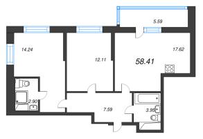 3 ккв (Евро) № 473 Корп.: 13 , Секция 3  в ЖК Город Звезд