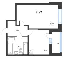 1 ккв № 224 Корп.: 6 , Секция 1  в ЖК Город Звезд