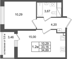 1 ккв № 548 Корп.: 16.2 , Секция 4  в ЖК Город Звезд