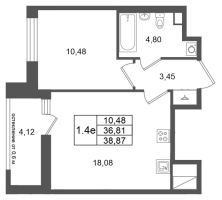 2 ккв (Евро) № 290 Корп.: 14.2 , Секция 2  в ЖК Город Звезд