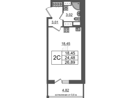 Студия № 615 Корп.: 12 , Секция 3  в ЖК Город Звезд