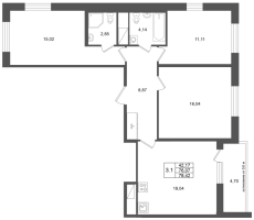 4 ккв (Евро) № 601 Корп.: 15 , Секция 4  в ЖК Город Звезд