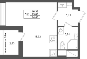 Студия № 287 Корп.: 16.2 , Секция 3  в ЖК Город Звезд