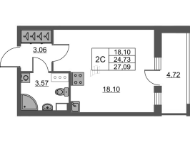 Студия № 342 Корп.: 3 Уч. 20 , Секция 1.2  в ЖК Город Звезд