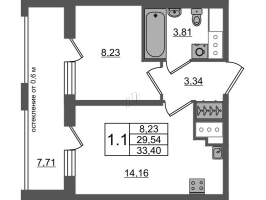 1 ккв № 443 Корп.: 11 , Секция 3  в ЖК Город Звезд
