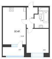 2 ккв (Евро) № 3 Корп.: 8 Уч. 13 , Секция 1  в ЖК Город Звезд