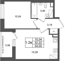 2 ккв (Евро) № 125 Корп.: 14.1 , Секция 1  в ЖК Город Звезд