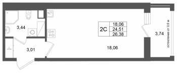 Студия № 88 Корп.: 13 , Секция 1  в ЖК Город Звезд