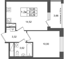 1 ккв № 294 Корп.: 16.1 , Секция 1  в ЖК Город Звезд