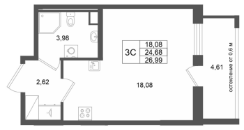 Студия № 241 Корп.: 13 , Секция 2  в ЖК Город Звезд