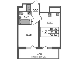 2 ккв (Евро) № 409 Корп.: 12 , Секция 3  в ЖК Город Звезд