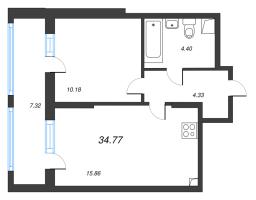 2 ккв (Евро) № 9 Корп.: 6 , Секция 1  в ЖК Город Звезд