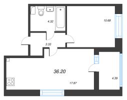 2 ккв (Евро) № 394 Корп.: 6 , Секция 3  в ЖК Город Звезд
