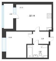 2 ккв (Евро) № 27 Корп.: 13 , Секция 1  в ЖК Город Звезд