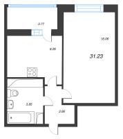 1 ккв № 381 Корп.: 12 , Секция 2  в ЖК Город Звезд