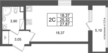 Студия № 210 Корп.: 14.2 , Секция 1  в ЖК Город Звезд