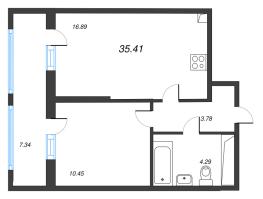 2 ккв (Евро) № 418 Корп.: 6 , Секция 3  в ЖК Город Звезд