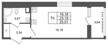 Студия № 104 Корп.: 14.1 , Секция 1  в ЖК Город Звезд