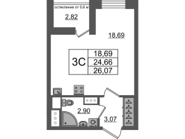 Студия № 622 Корп.: 12 , Секция 3  в ЖК Город Звезд