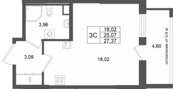 Студия № 120 Корп.: 13 , Секция 2  в ЖК Город Звезд
