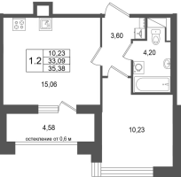 2 ккв (Евро) № 137 Корп.: 17.2 , Секция 1  в ЖК Город Звезд