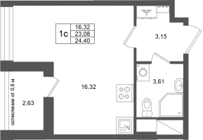 Студия № 217 Корп.: 16.2 , Секция 3  в ЖК Город Звезд