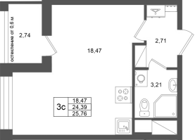 Студия № 397 Корп.: 16.2 , Секция 3  в ЖК Город Звезд