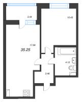 2 ккв (Евро) № 179 Корп.: 12 , Секция 2  в ЖК Город Звезд
