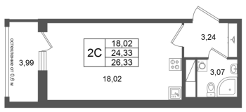 Студия № 61 Корп.: 14.2 , Секция 1  в ЖК Город Звезд