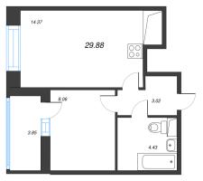 1 ккв № 427 Корп.: 8 Уч. 13 , Секция 3  в ЖК Город Звезд