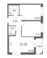 3 ккв (Евро) № 251 Корп.: 5.2 Уч. 23 , Секция 2  в ЖК Город Звезд