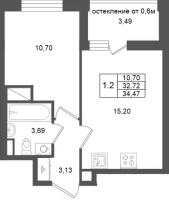 2 ккв (Евро) № 132 Корп.: 15 , Секция 2  в ЖК Город Звезд