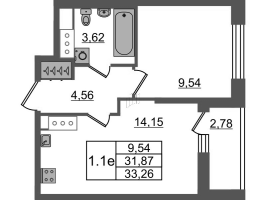 1 ккв № 112 Корп.: 6 , Секция 1  в ЖК Город Звезд