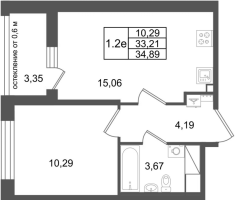 2 ккв (Евро) № 421 Корп.: 16.2 , Секция 4  в ЖК Город Звезд