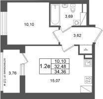 2 ккв (Евро) № 146 Корп.: 14.1 , Секция 1  в ЖК Город Звезд