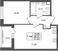2 ккв (Евро) № 226 Корп.: 16.1 , Секция 1  в ЖК Город Звезд