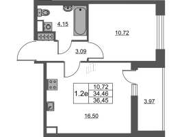 2 ккв (Евро) № 150 Корп.: 4 Уч. 22 , Секция 2  в ЖК Город Звезд