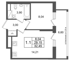 1 ккв № 94 Корп.: 14.2 , Секция 1  в ЖК Город Звезд