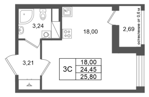 Студия № 350 Корп.: 14.2 , Секция 2  в ЖК Город Звезд
