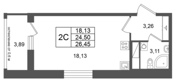Студия № 178 Корп.: 14.2 , Секция 1  в ЖК Город Звезд