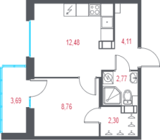 1 ккв № 109 Корп.: 2.2 , Секция 3  в ЖК Город-спутник Южный